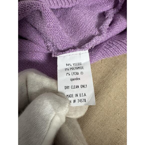 Cache Sweater Womens Medium Purple Ruched Turtleneck Ruffle Cuffs Knit Made USA - Picture 8 of 8